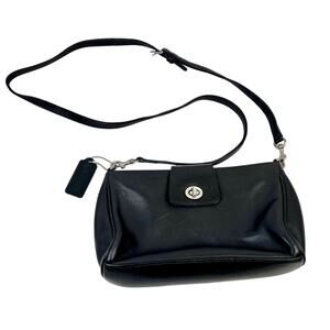Vintage COACH Legacy Demi Black Leather Turn Lock Shoulder Crossbody Bag #9154